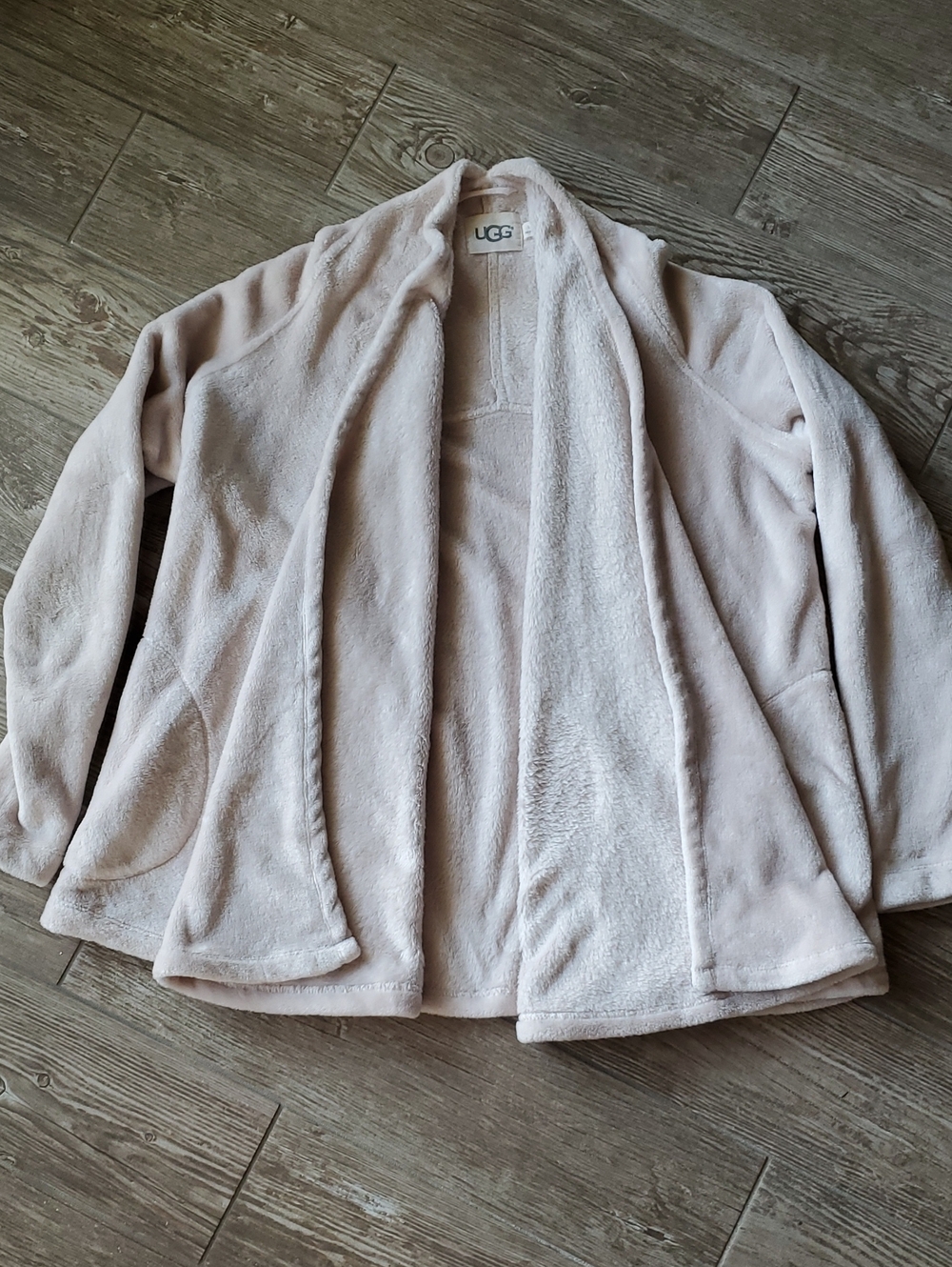 UGG Plush Open-Front Teddy Jacket - Pale Blush, Size L